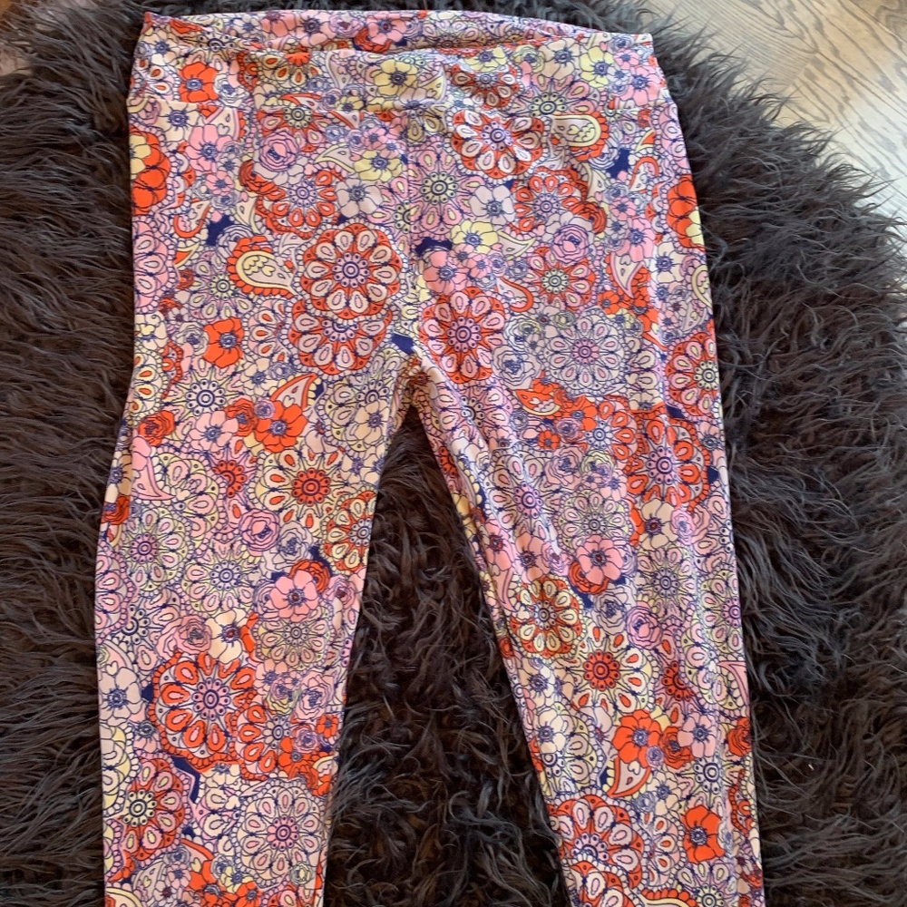 LulaRoe Leggings Pink & Orange Floral TC2 (18+)